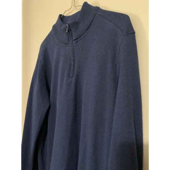 Robert Graham Sweater Men's L Blue Cotton Classic Fit 1/4 Zip Pullover Mock Neck - Picture 7 of 14